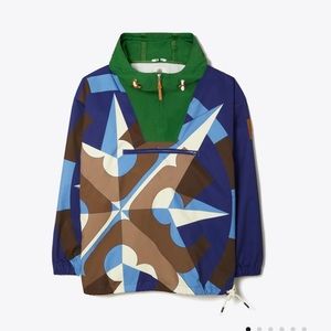 TORY BURCH PRINTED HALF-ZIP ANORAK JACKET PULL OVER